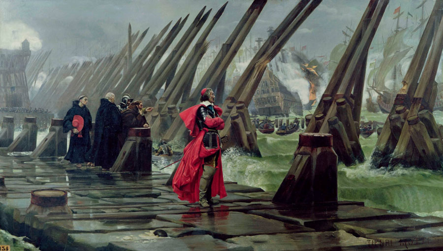El Cardenal Richelieu durante el asedio de La Rochelle