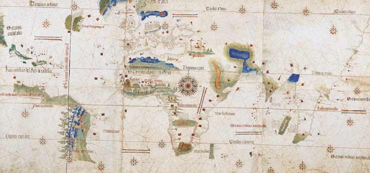 Planisferio de Cantino, portugués año 1502