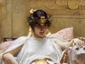 La reina Cleopatra de Egipto, dibujada por John William Waterhouse